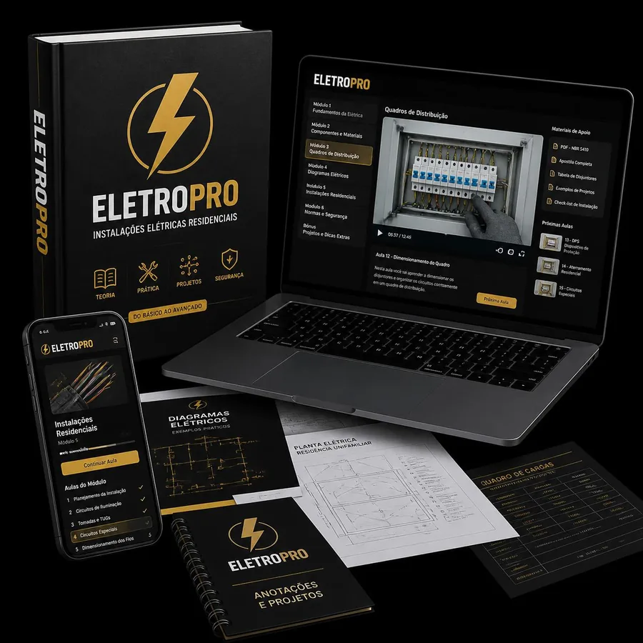 Curso ELETROPRO: PDF, laptop com 361 videoaulas e material de apoio